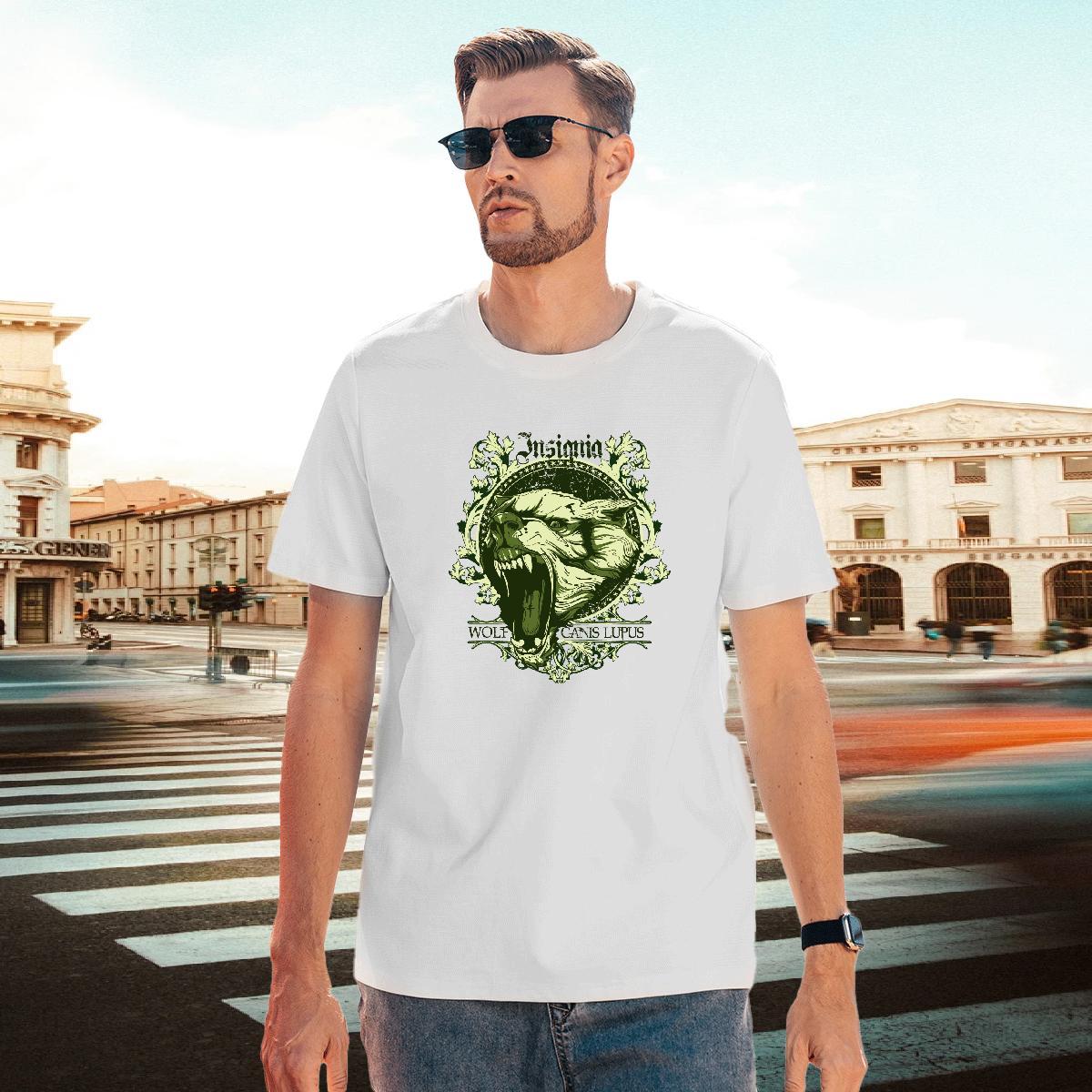 Comfortable T-Shirts for Men lion Short Sleeve O-Neck Spring Summer Custom Print Oversized 100% Cotton 230g Men Clothes T-Shirt Classic Casual Tees Sh