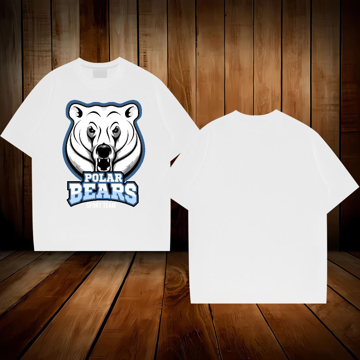 TOP Quality T shirt bear Round Neck Short Sleeve Street DIY Logo Oversized 230g Cotton Men Clothes T-Shirt 2024 DIY Tees Shirts