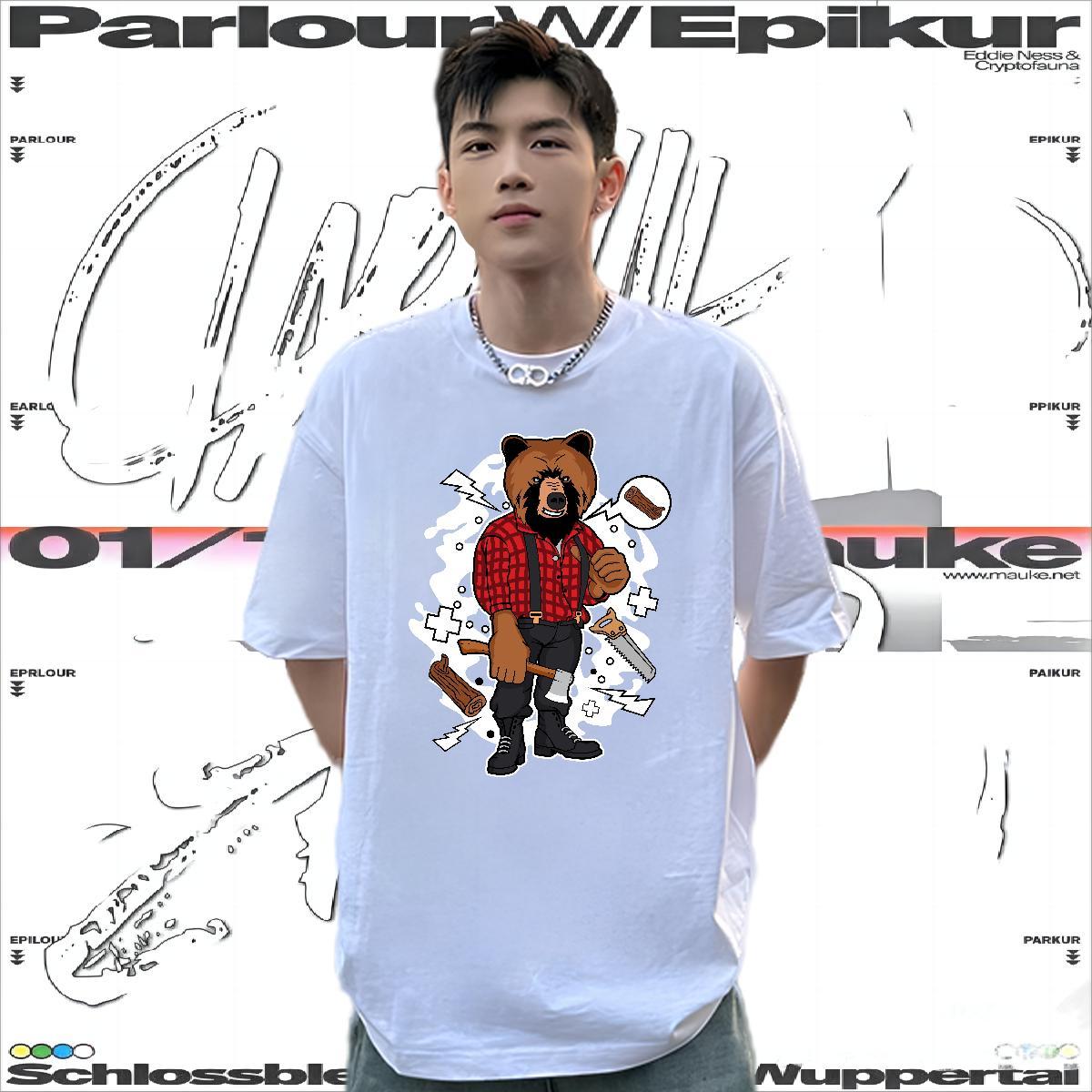 Classic Casual Tshirts angry Street wear Hip Hop 230g 100% Cotton Top Tees Breathable Crew Neck Brand Mens T Shirts Anime Print