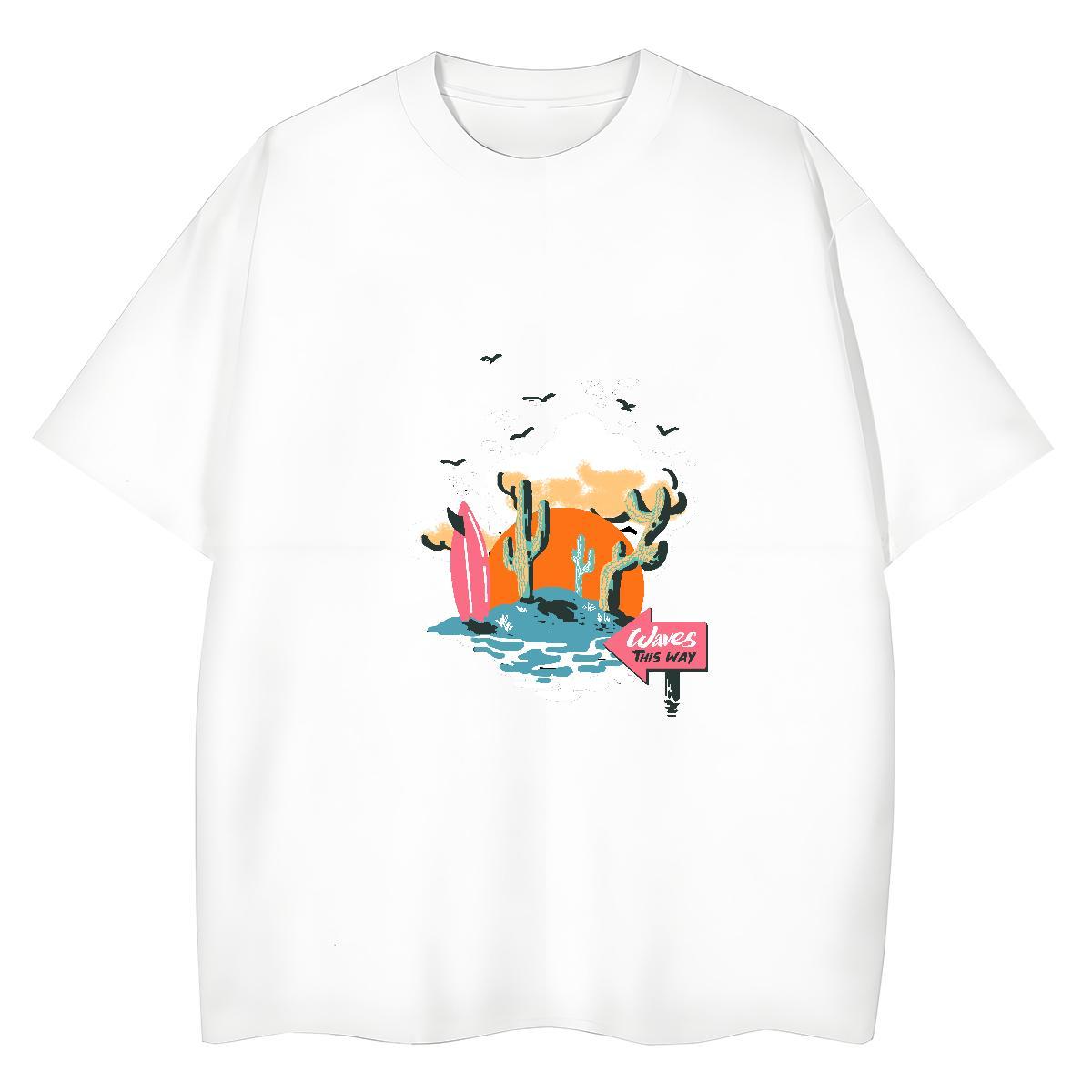 Classic Women Tshirts Hip Hop O Neck Short Sleeves Tees Nice 100% Cotton 230g beach White Plus Size T shirt