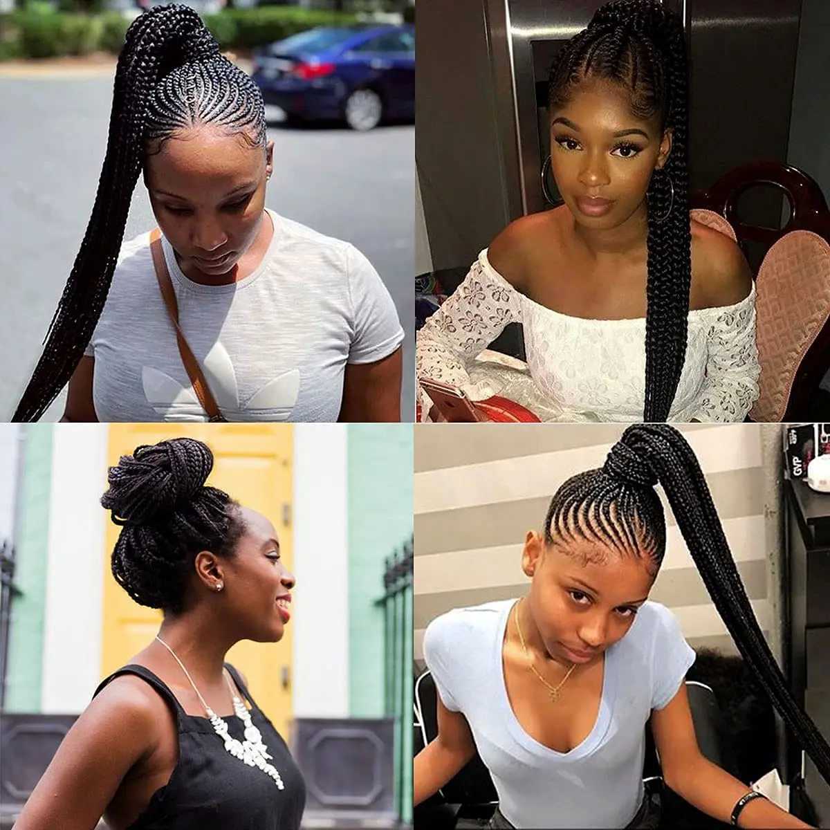 22 inch long box woven and brushed fake ponytail hair synthetic ponytail wig clip extends to black women W240817