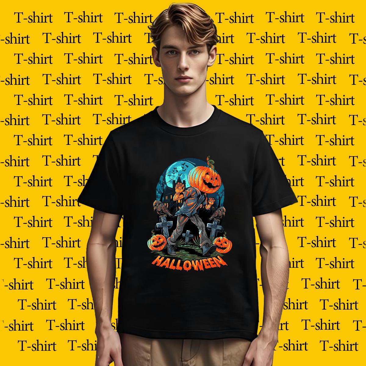 Men T Shirts 230g Cotton halloween High Street Hip Hop Short Sleeve O-Neck Anime Men Tees 2024 New Loose Tee Shirt