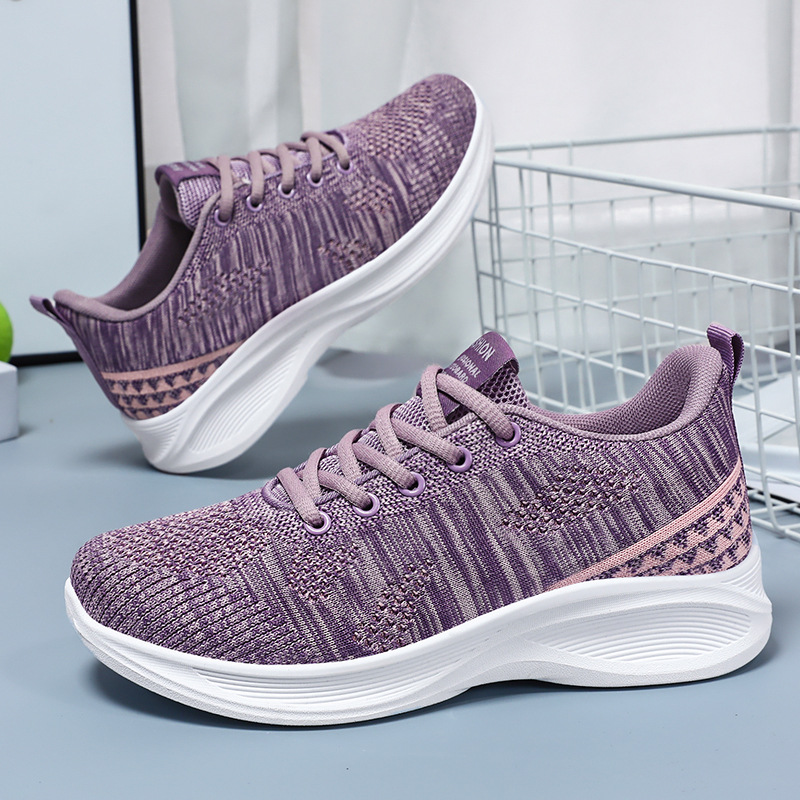 Women Shoes Trend Casual Shoes New Fashion Shoes Thick-soled White Shoes Comfortable Breathable Purple Free shipping