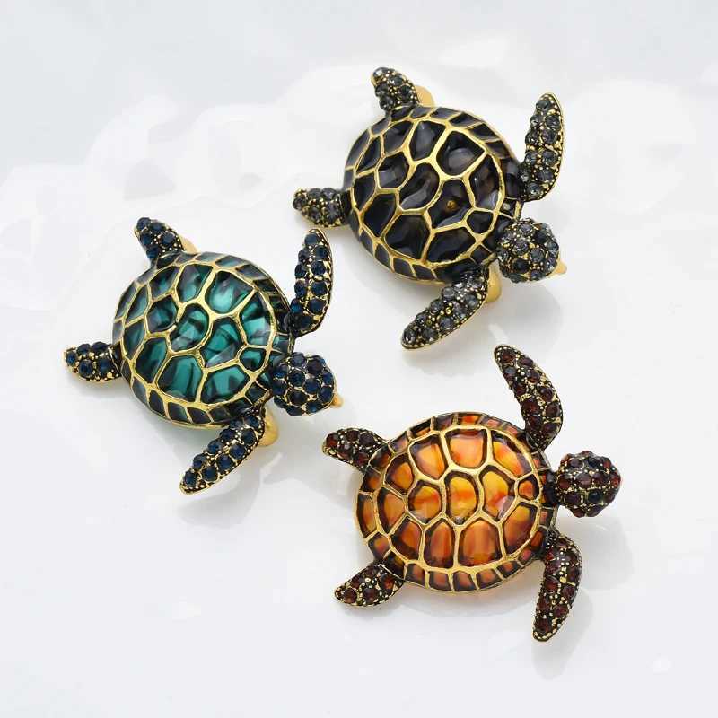 Wuli baby enamel turtle chest suitable for womens cute 3-color animal party casual chest pin gift W240815