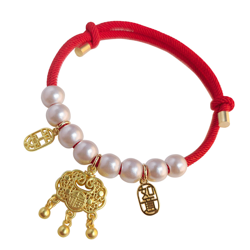 New Cat Collar Long Life Rich Lock Chinese Style Pet Gold Lock Cat Accessory Pearl Necklace Baby Cat Chain