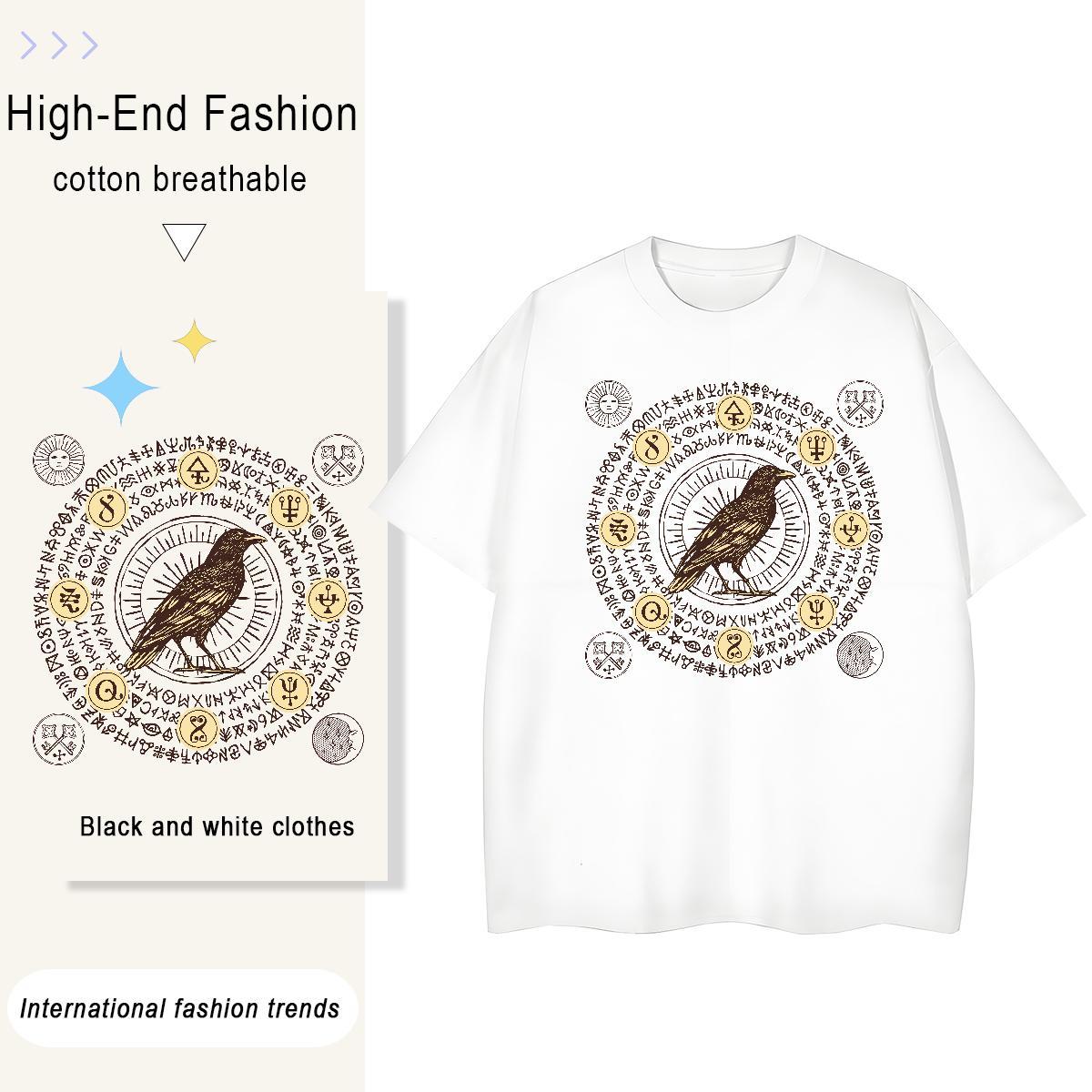 Free Shipping Men Tees bird Beach 100% Cotton 230g Tees Shirts Breathable Crew Neck Wholesale Man T Shirts Custom Anime