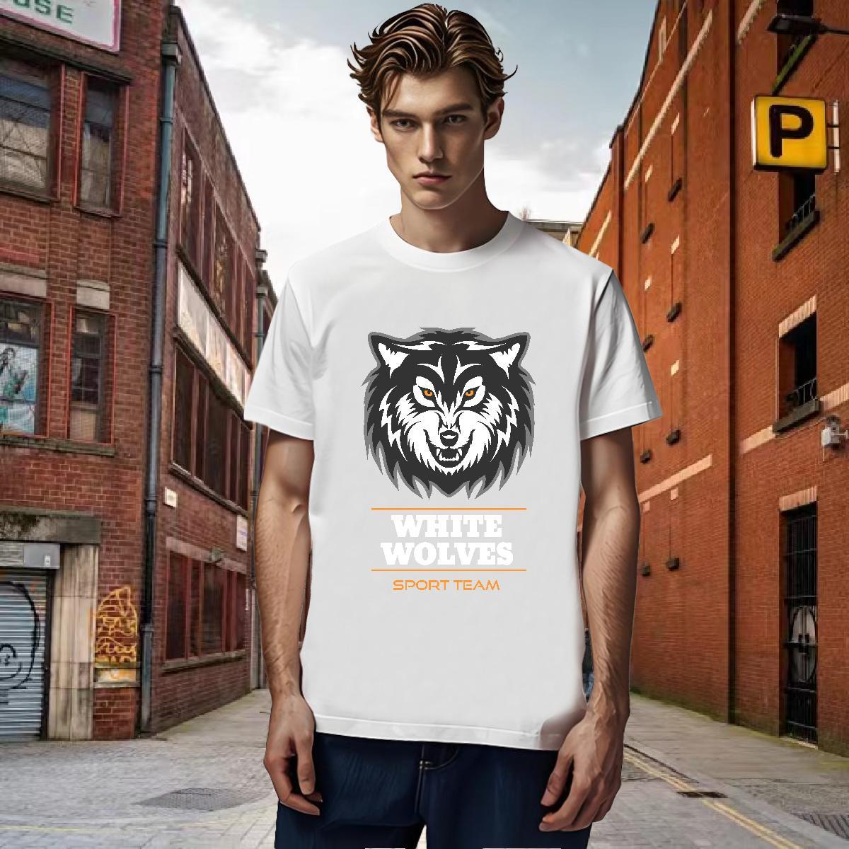 T Shirts Men 230g Cotton wolf Summer Casual Breathable Short Sleeve Anime Men Tops Tees New Arrival Classic Tops Shirt