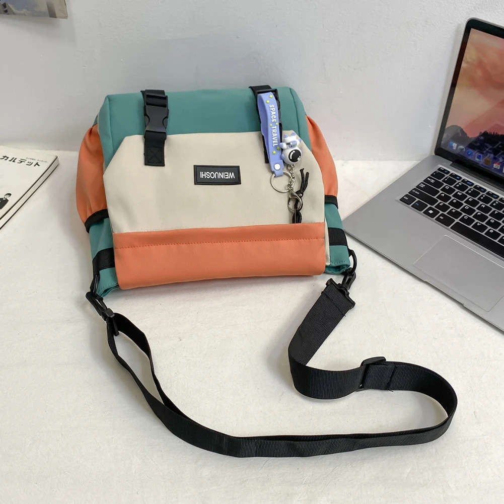 Unisex Flap Crossbody Bag Large Capacity Casual Shoulder Bag Contrast Color Leisure Sling Bag for College Travel Business 240819
