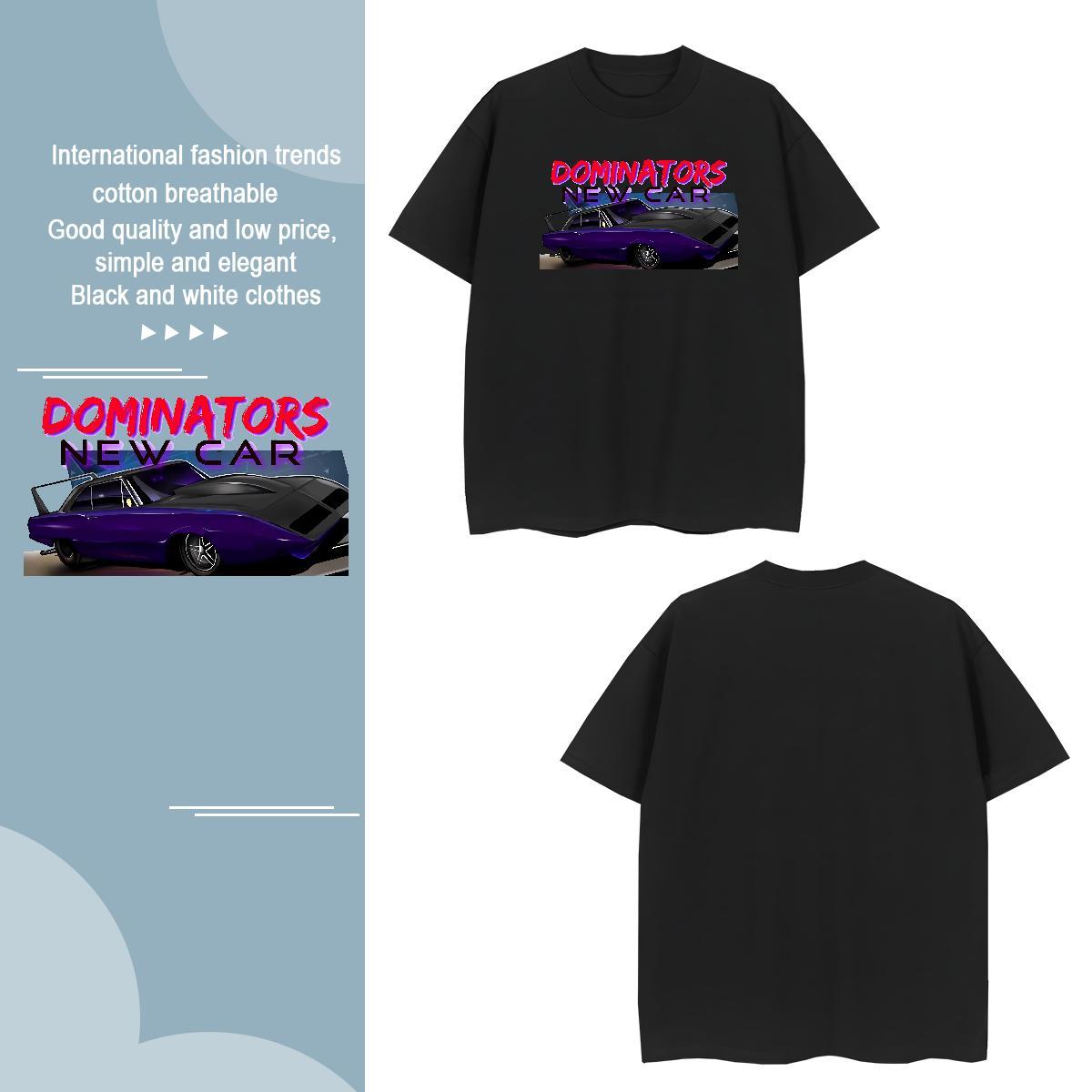Free Shipping car 100% Cotton 230g Couples T Shirts Daily Outfit O-Neck Short Sleeve T shirt Fashion New Cartoon Printing L-4XL Wear