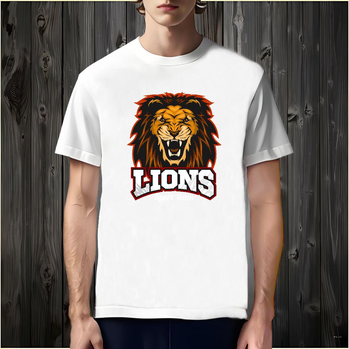 Cool Design T Shirt For Man lion O-Neck Short Sleeve Outdoor Cartoon Printing L-4XL 230g Pure Cotton Tshirts Wholesale Tops Tees