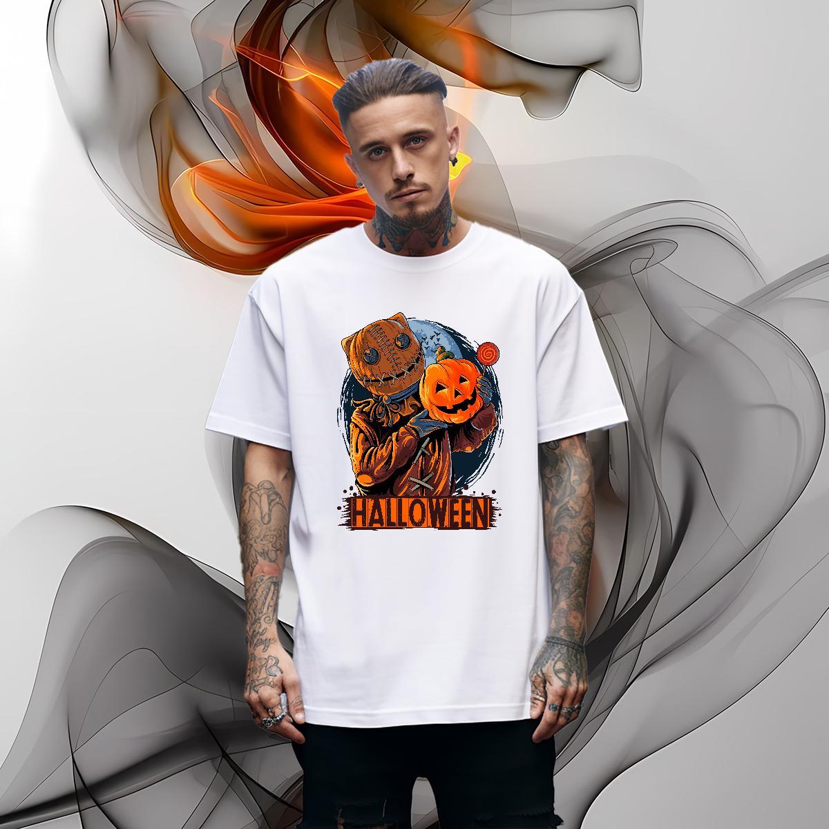 Popular Man T Shirts pumpkin O-Neck Short Sleeve Street Wear Skull 230g Pure Cotton Mens Tshirts Designer Tees