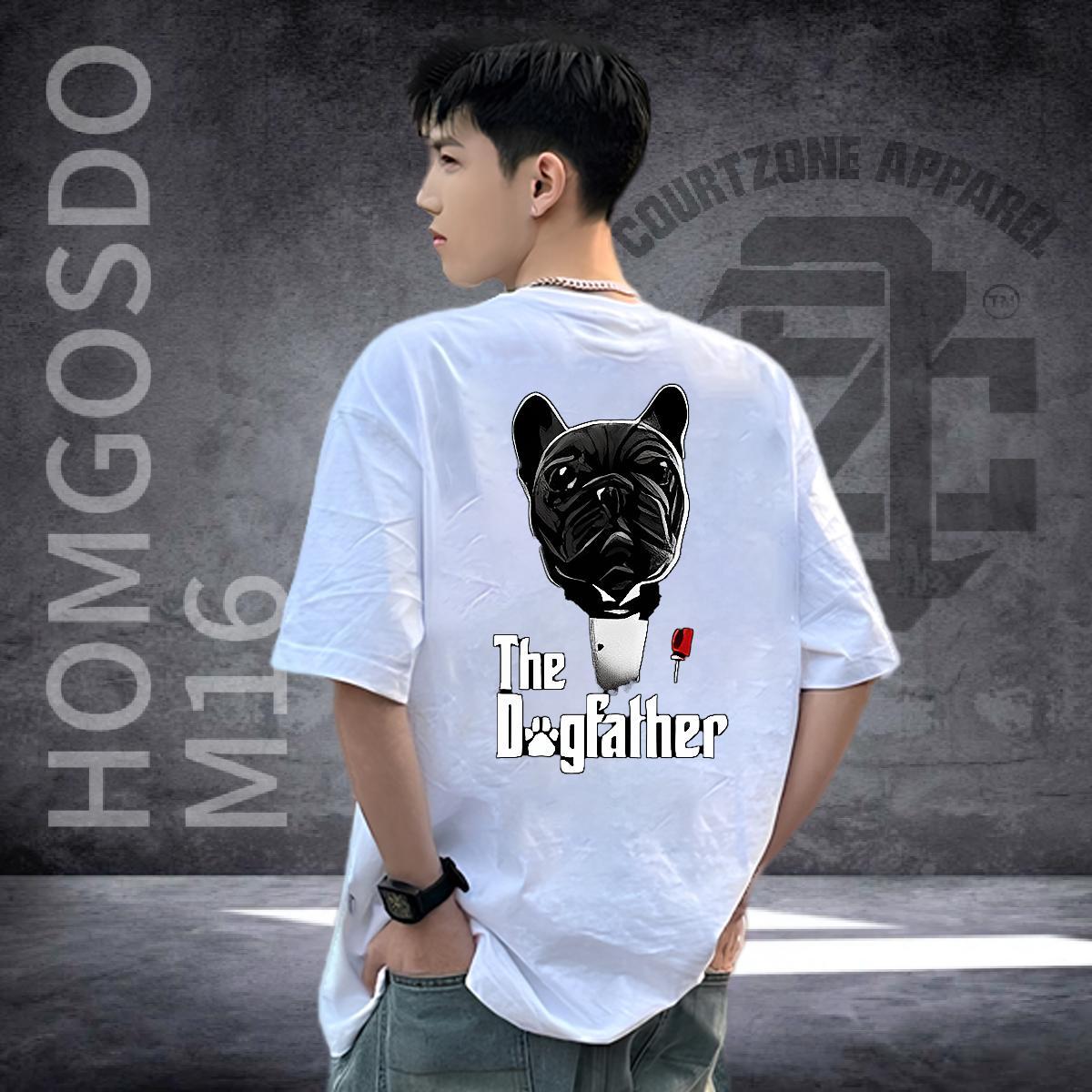 Fashion Men Tops Tees dog Street Wear 230g Pure Cotton Tshirts O-Neck Short Sleeve TOP Quality Mens T Shirts Graphic