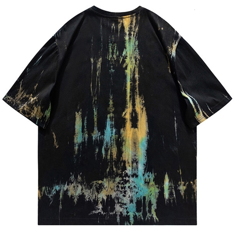 Men Harajuku Tie-dye T-shirt Summer Oversized Hip Hop T Shirt Y2K Streetwear Tee Top Short Sleeve Loose Tshirt 240819