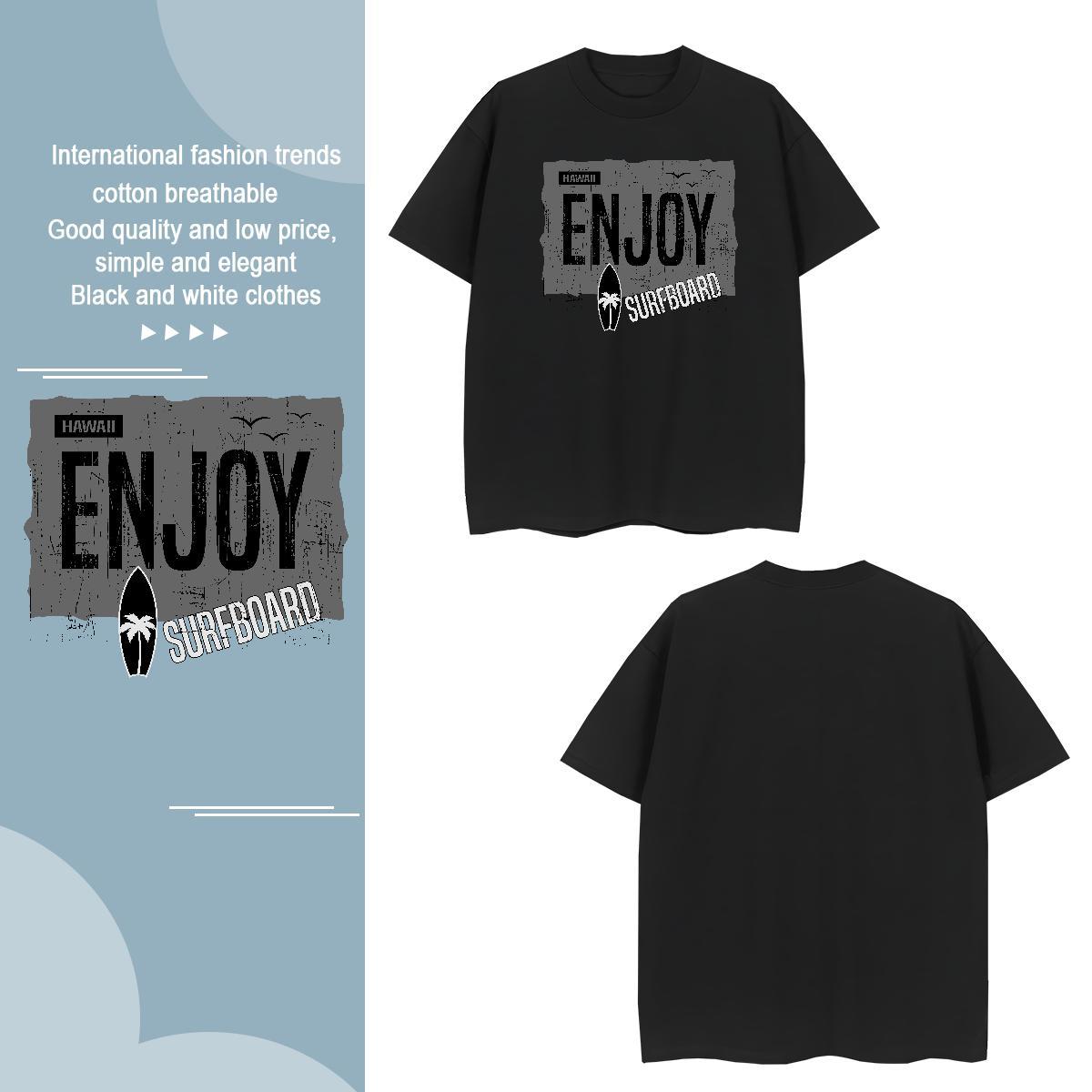 Designer enjoy Man T Shirts High Street Hip Hop Men Clothes T-Shirt 230g Pure Cotton 2024 Designer Breathable Crew Neck Oversized 3XL 4XL Tshirts