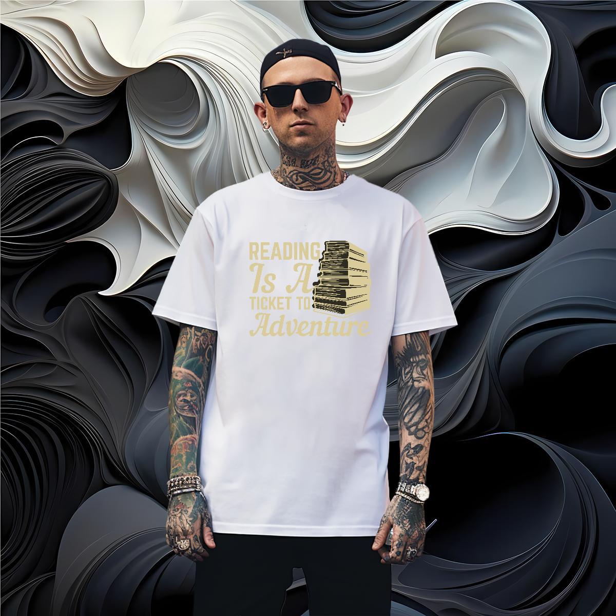 Loose Fit book T-Shirts for Men Beach Tshirts 230g Cotton Wholesale Breathable Crew Neck DIY Tee Shirt