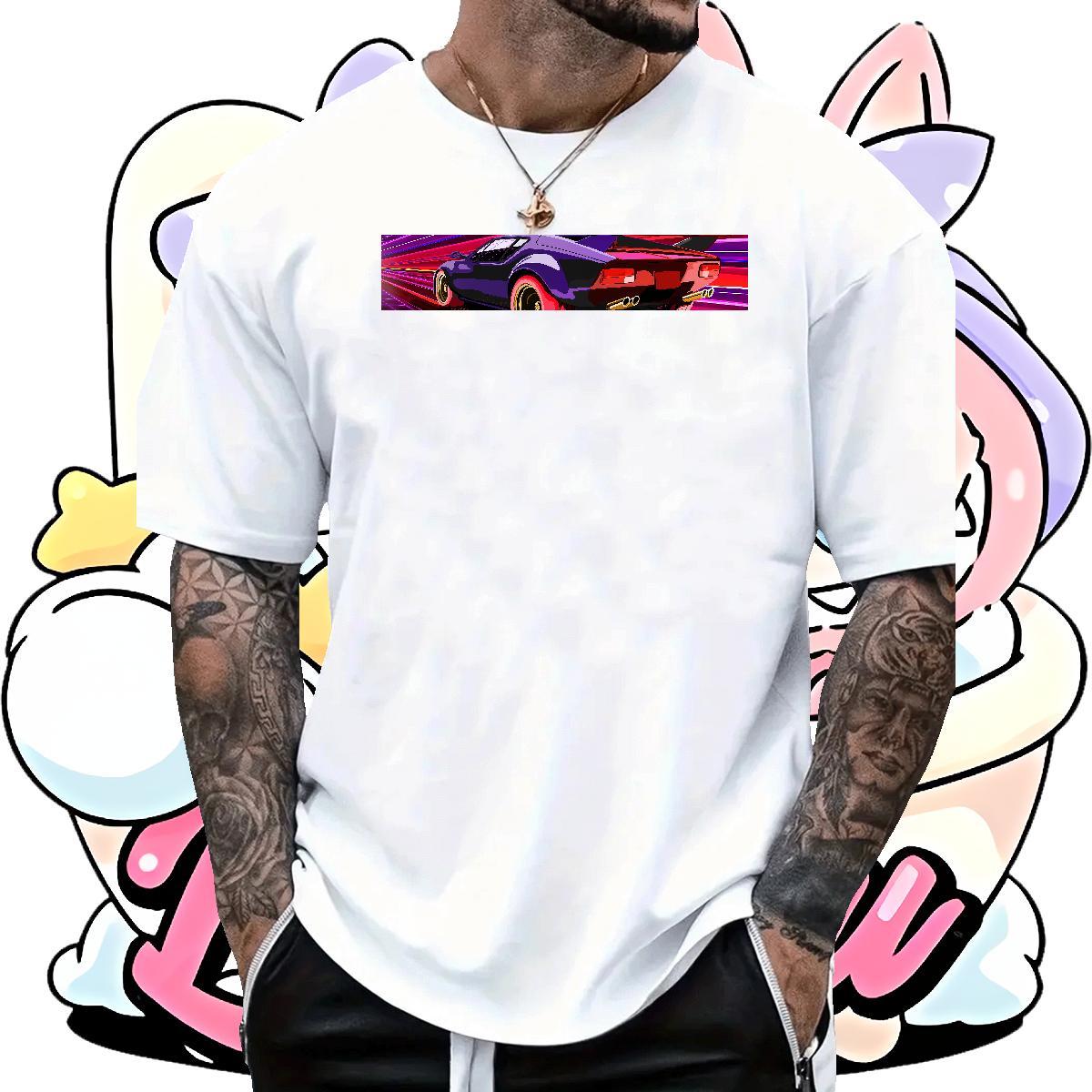 Loose car T Shirt For Man Sports Casual Mens Tshirts 230g Cotton Classic Breathable Soft Plus Size Custom Tops Tees
