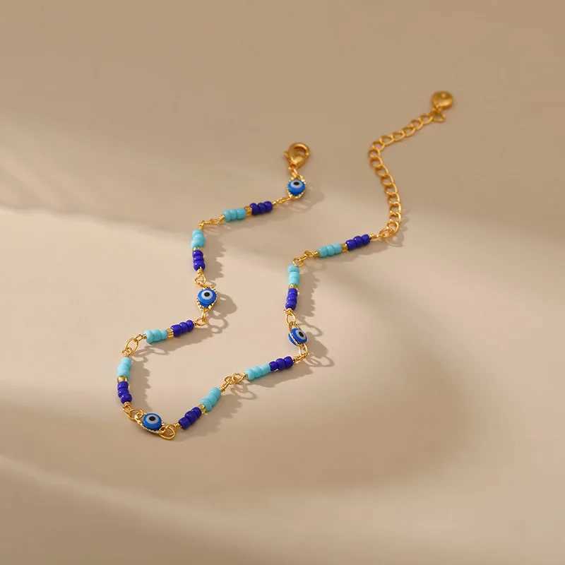 Copper plated 18K gold European and American colored eye accessories Anklet womens fashion jewelry trend Versatile W240815