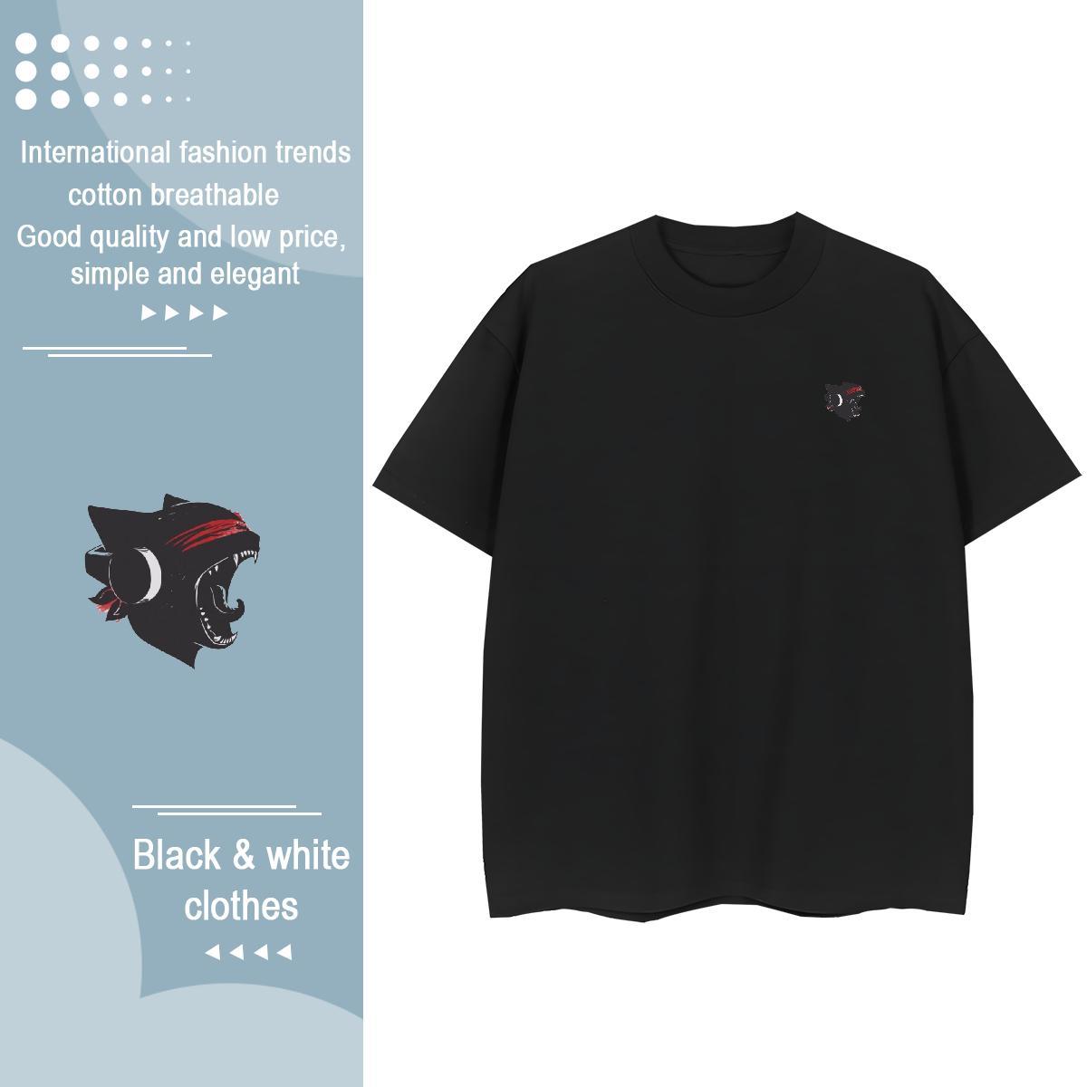 Fashion Design Men Clothes T-Shirt cat Street Casual 230g Cotton Top Tees Breathable Short Sleeve Classic Man T Shirts Skull