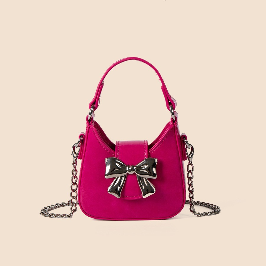 Bow fashion motorcycle sweet and spicy style, versatile summer crossbody, black chain bag, women's high-end sense, niche