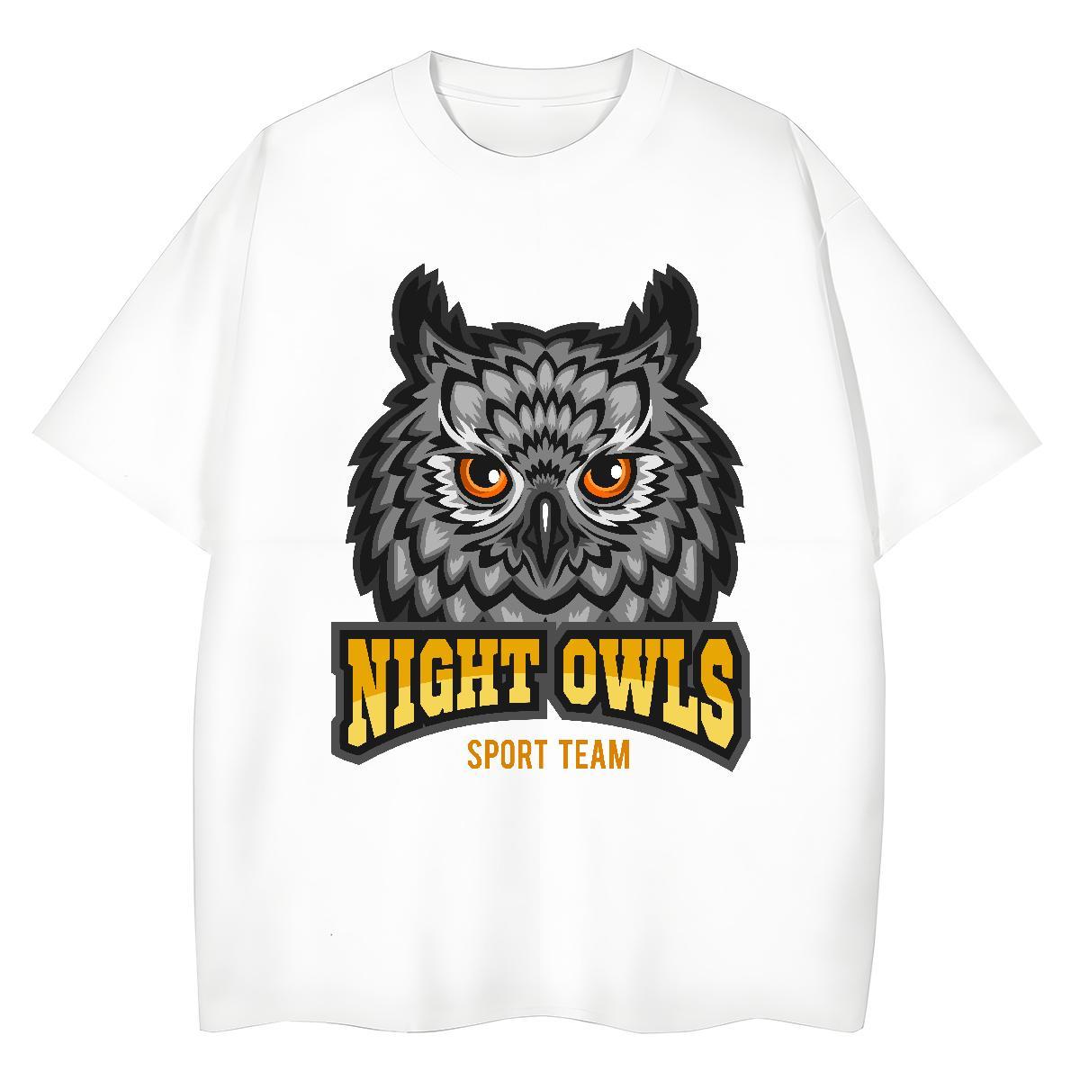 DIY Customized Mens Tshirts owl Street 230g 100% Cotton Tees Short Sleeve Soft Loose T-Shirts for Men DIY Anime