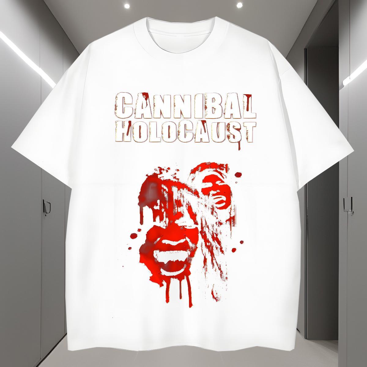 Men T Shirts 230g Cotton scary Street wear Hip Hop Breathable Oversized Couples T Shirts 2024 Summer Wholesale Tee Shirt