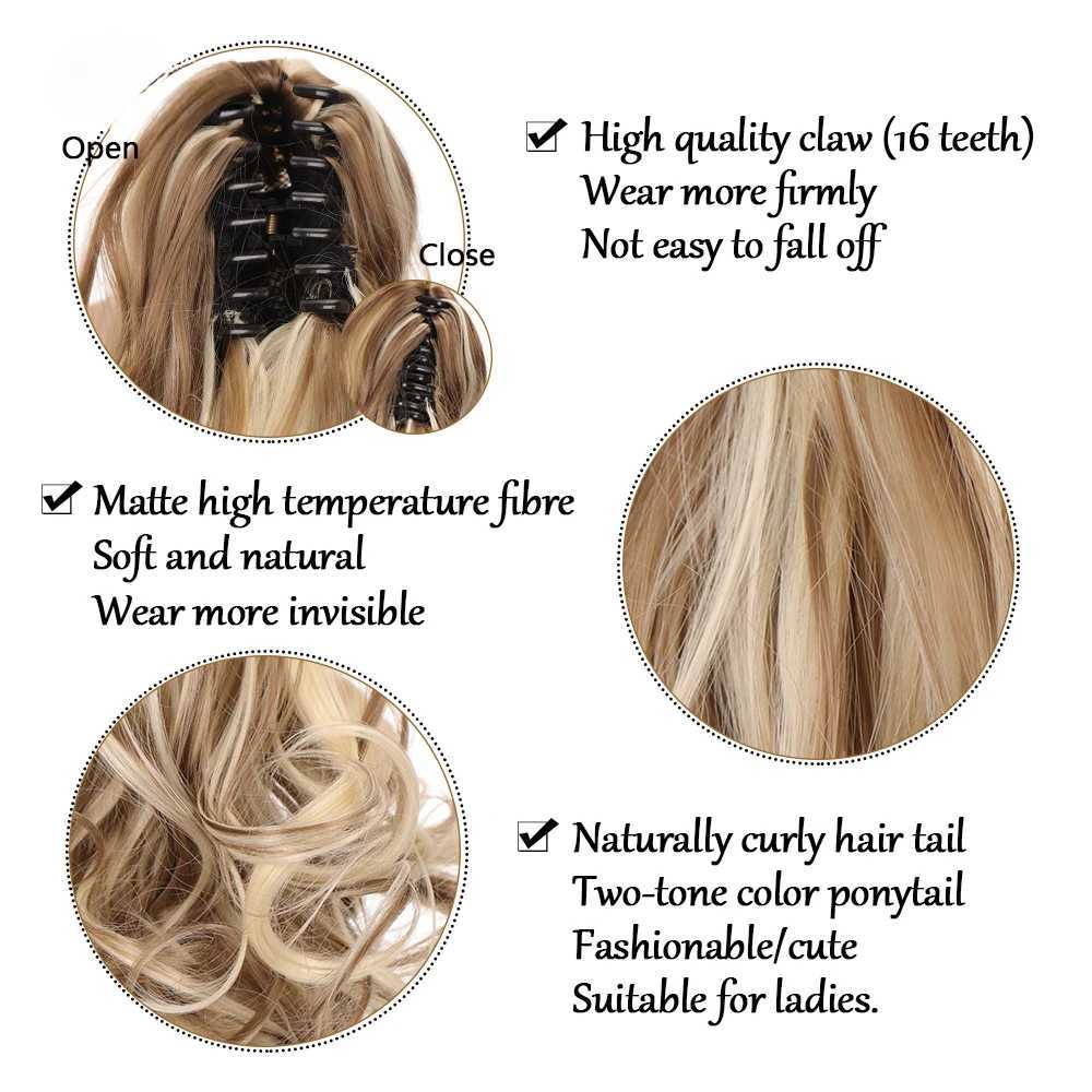 12 inch body wave claw clip in ponytail hair extension Wigs short curly synthetic ponytail female hair accessory W240817