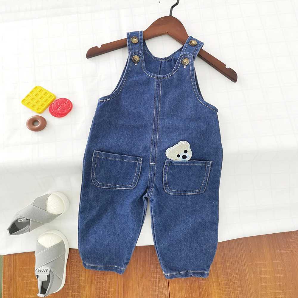 IENENS toddler boys jumpsuit denim covering Dungarees baby girls jeans pants clothing suitable for 0-4 years old W240806