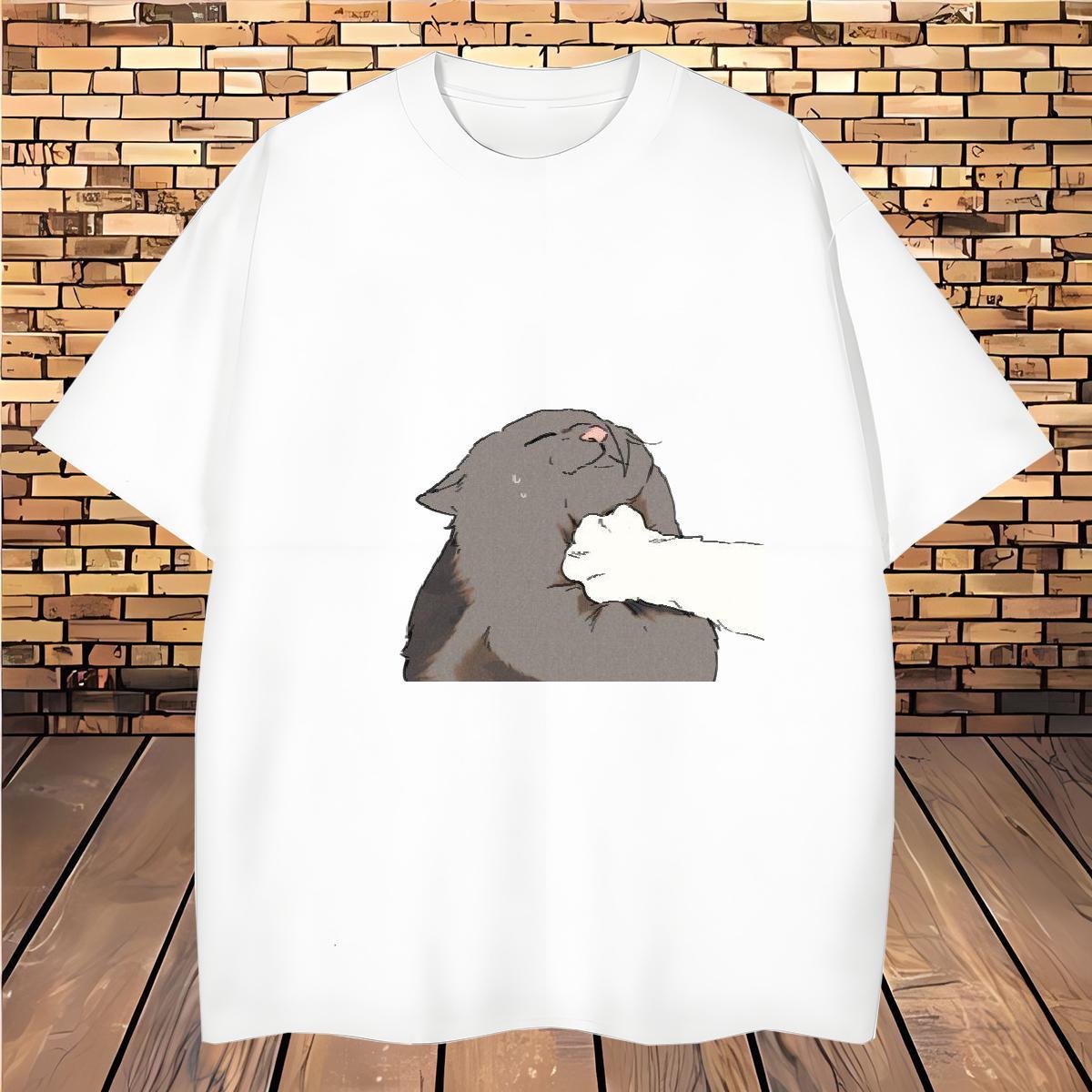 Designer Tshirts cat Spring Summer 100% Cotton 230g Top Tees O-Neck Short Sleeve Loose Fit Man T Shirts DIY Printed