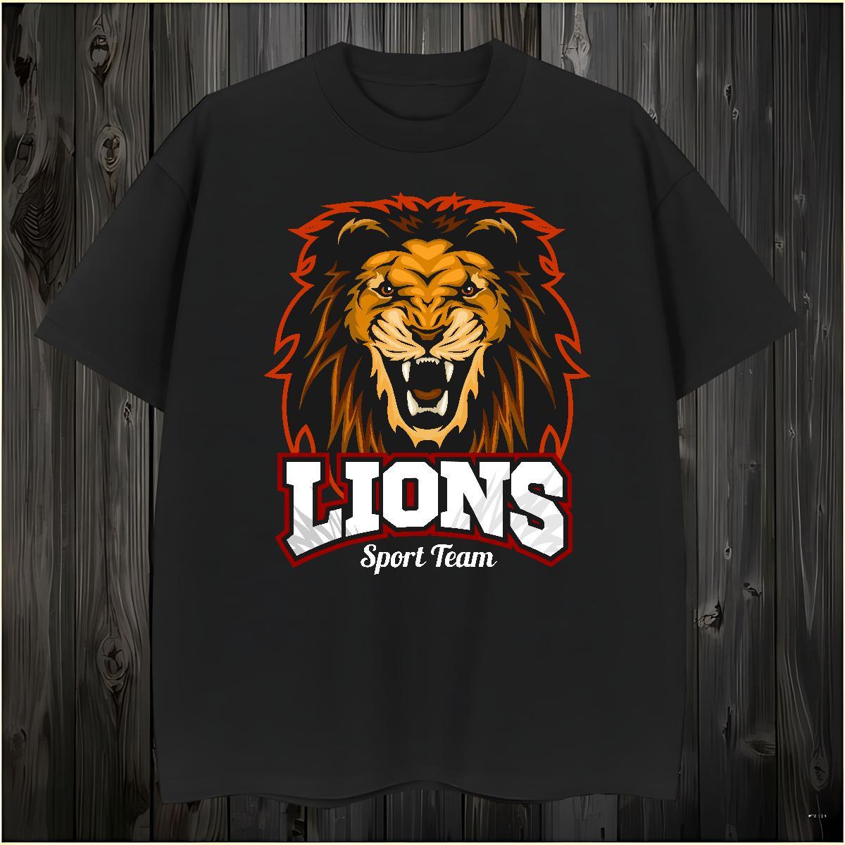 Cool Design T Shirt For Man lion O-Neck Short Sleeve Outdoor Cartoon Printing L-4XL 230g Pure Cotton Tshirts Wholesale Tops Tees