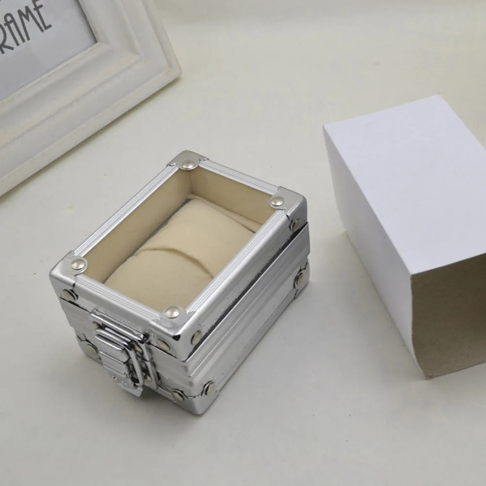 Vintage single case transparent Lid watch display box jewelry stand bracelet organizer mens gift 240812