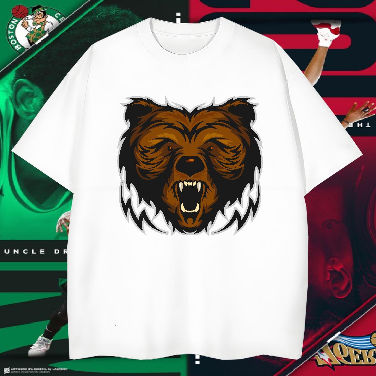 Cool Men T Shirts bear Breathable Short Sleeve Casual Cartoon Printing L-4XL 100% Cotton 230g Tshirts DIY Wear