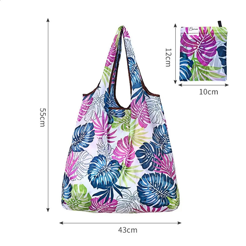 Shopper Bag Foldable Portable Eco Handbag LargeCapacity Supermarket Shopping Tote Shoulder Home Organization 240819
