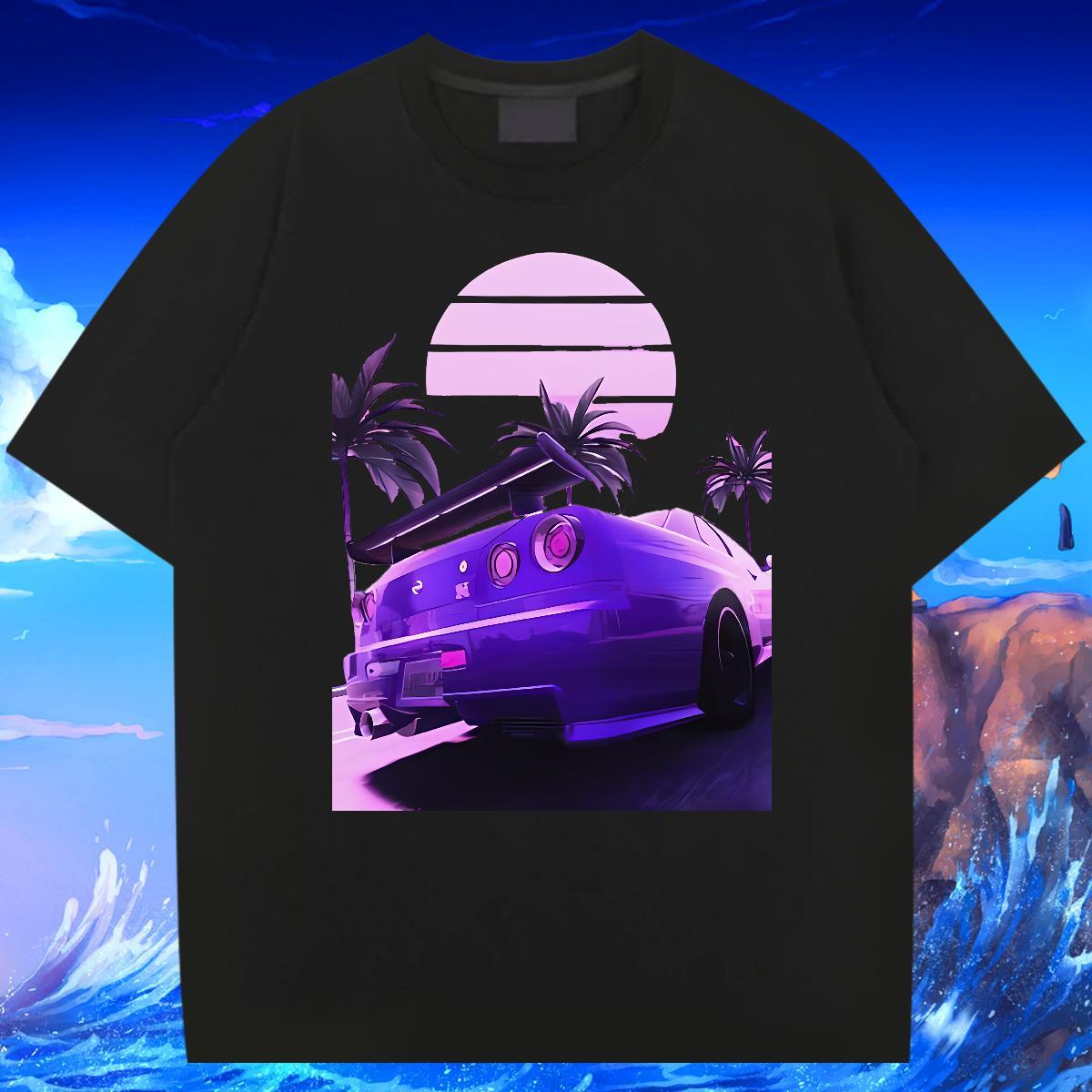 Cool Design Mens Tshirts Home Outdoor 230g Cotton Oversized 4XL Short Sleeve O-Neck car T Shirt For Man 2024 Summer Tee Shirt