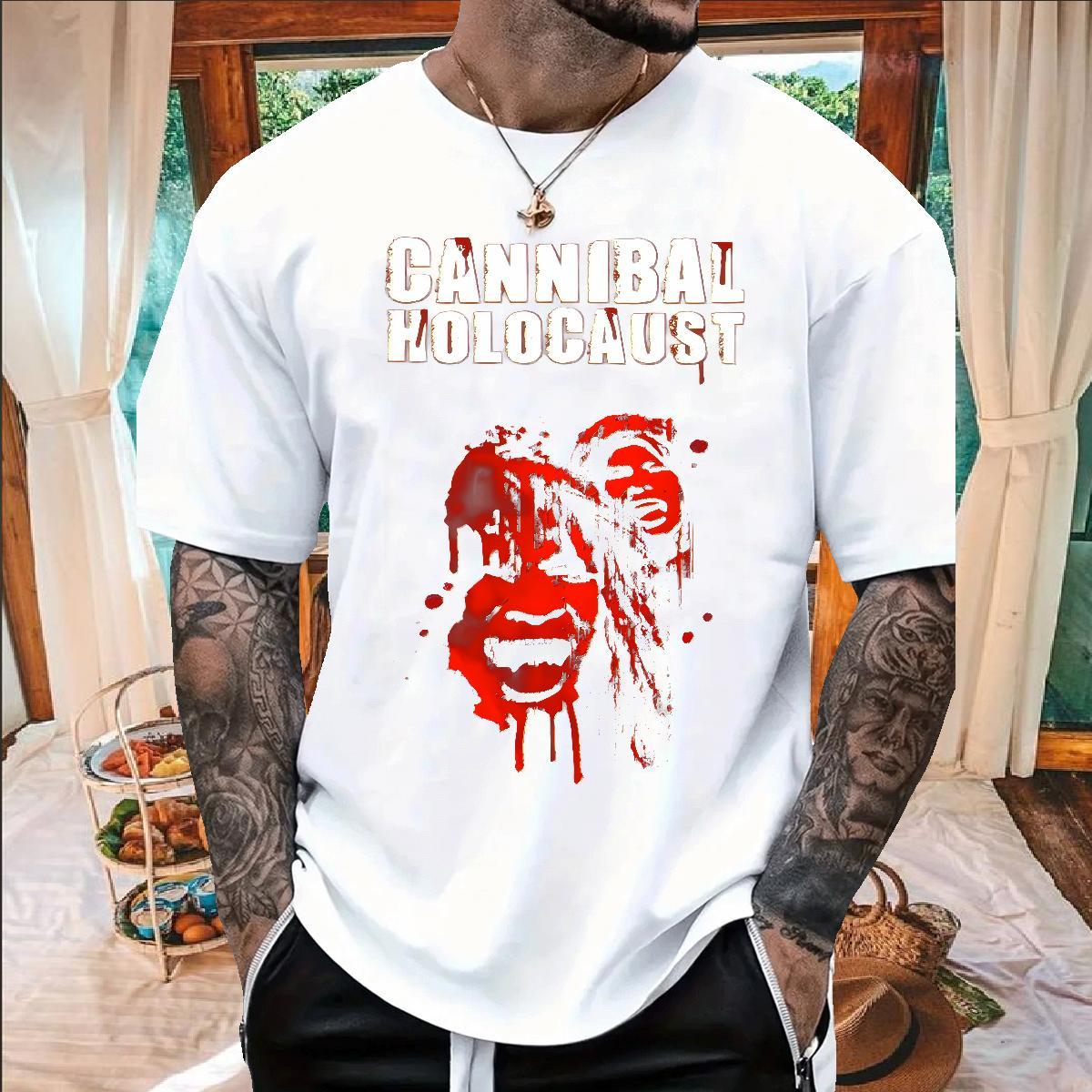 Classic Casual scary Men Tees 230g 100% Cotton T Shirts Men DIY Printed Casual Beach Breathable Crew Neck Popular Tee Shirt