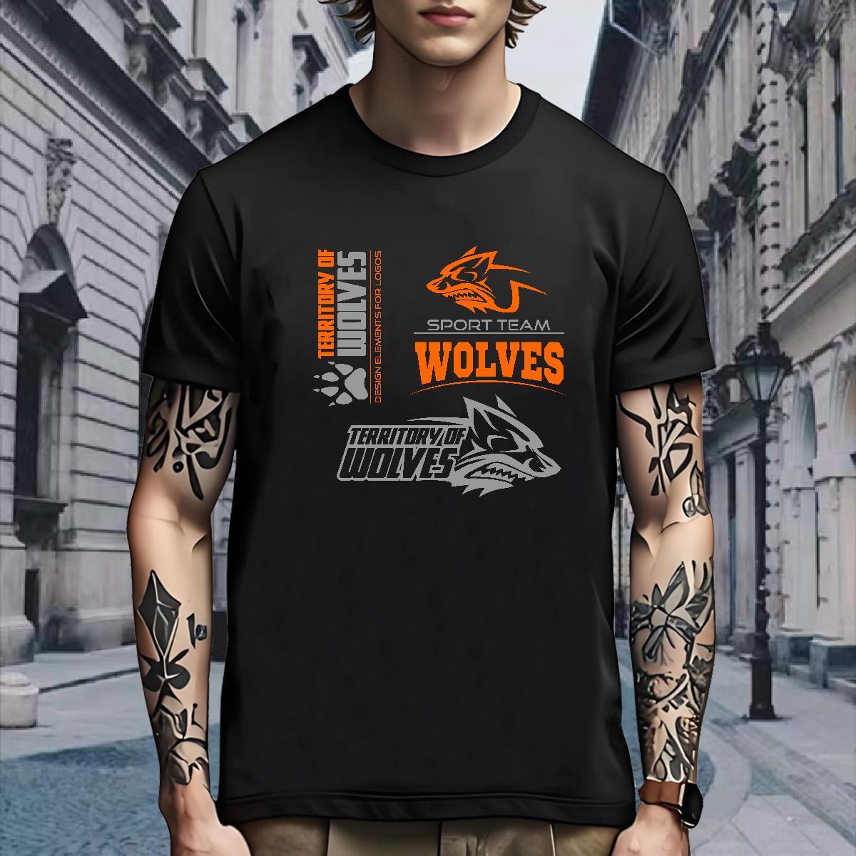 Popular T-Shirts for Men wolf Round Neck Short Sleeve Home Outdoor Custom Printing 230g Pure Cotton Couples T Shirts Wholesale Clothings