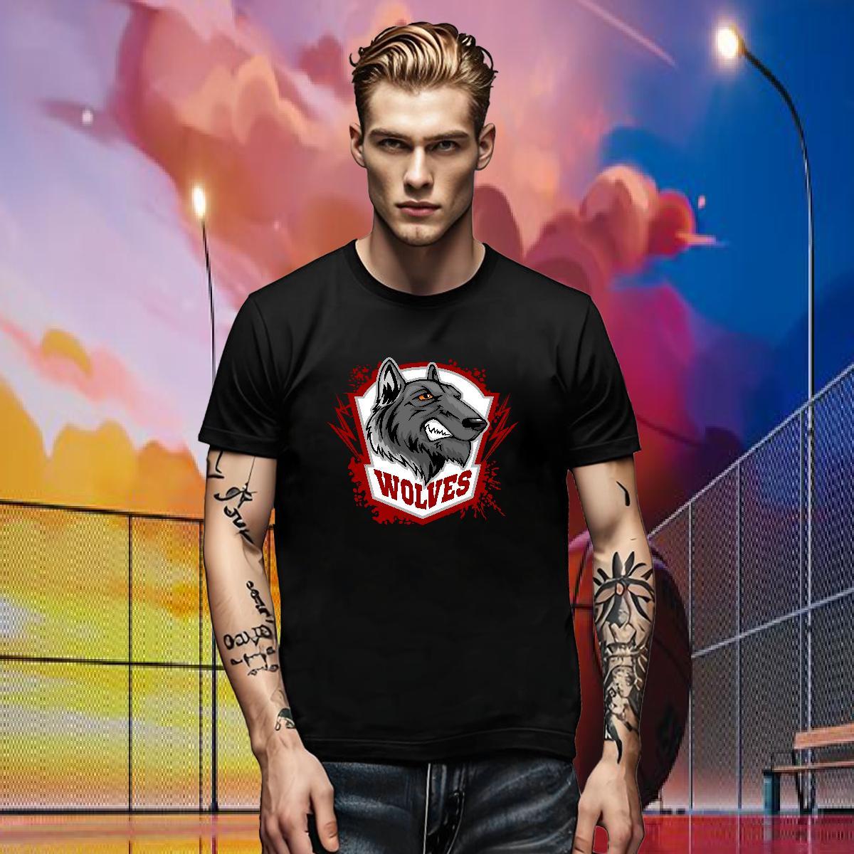 2024 DIY Men Tees wolf Street Wear 230g 100% Cotton Clothes Breathable Crew Neck Unisex Man T Shirts Custom Printing