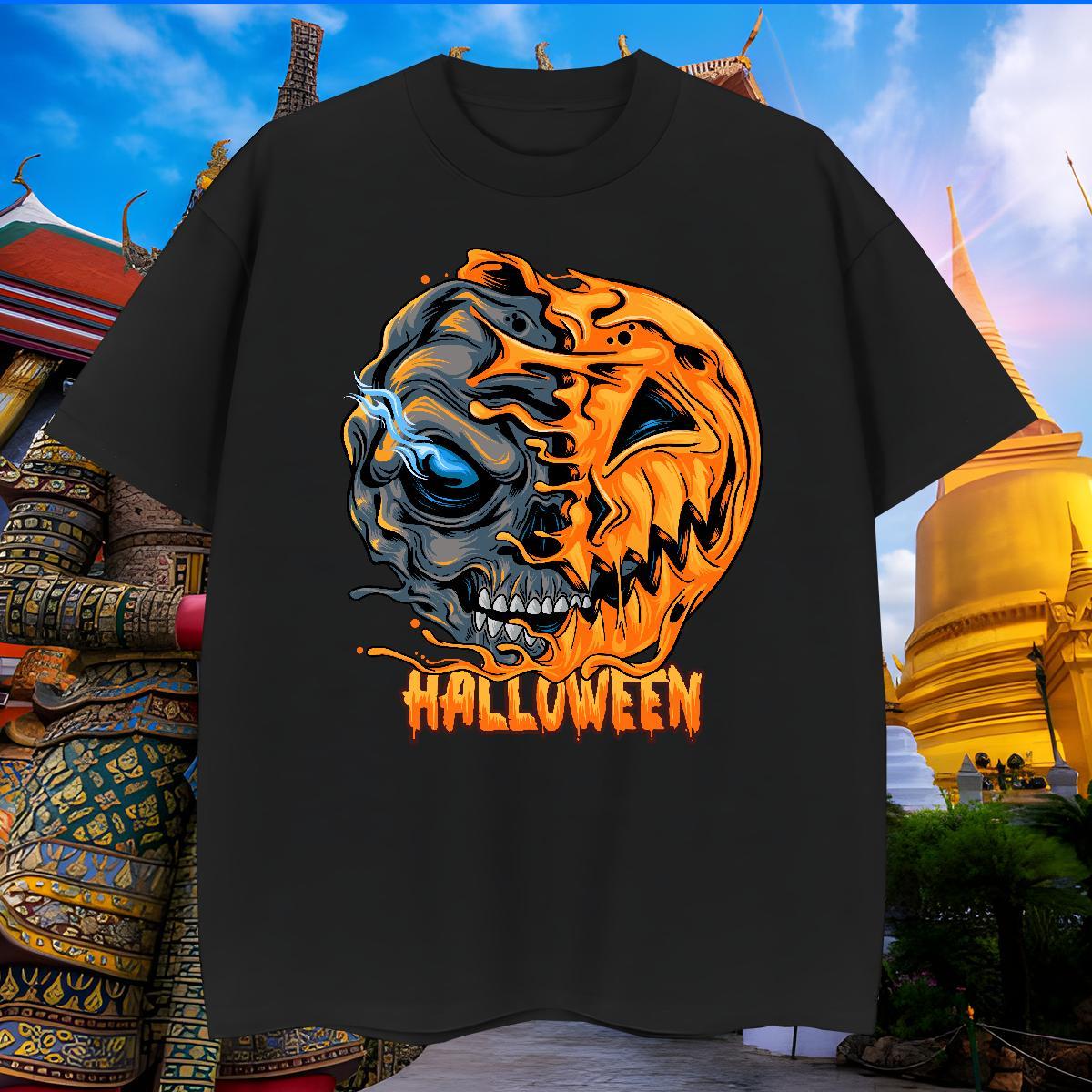 Loose Fit Man T Shirts pumpkin Round Neck Short Sleeve Anime Printing Street Custom Printing 230g 100% Cotton Tshirt for Man Woman Fashion Designer Te