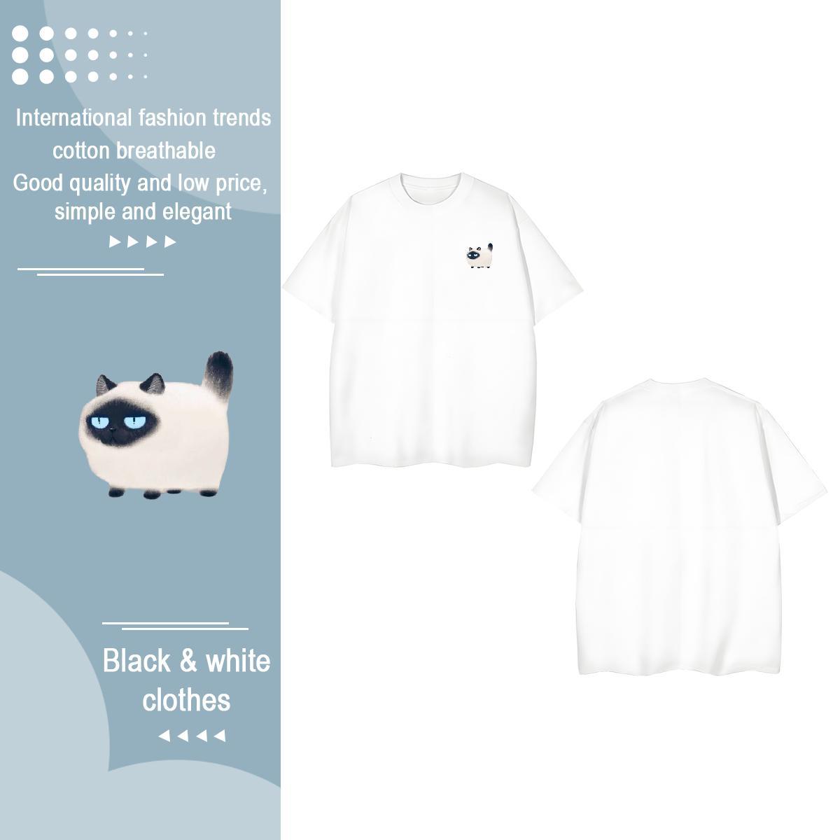 Fashion Design Mens Tshirts cat Street 230g Cotton Clothings Crew Neck Designer Man T Shirts Oversized 4XL