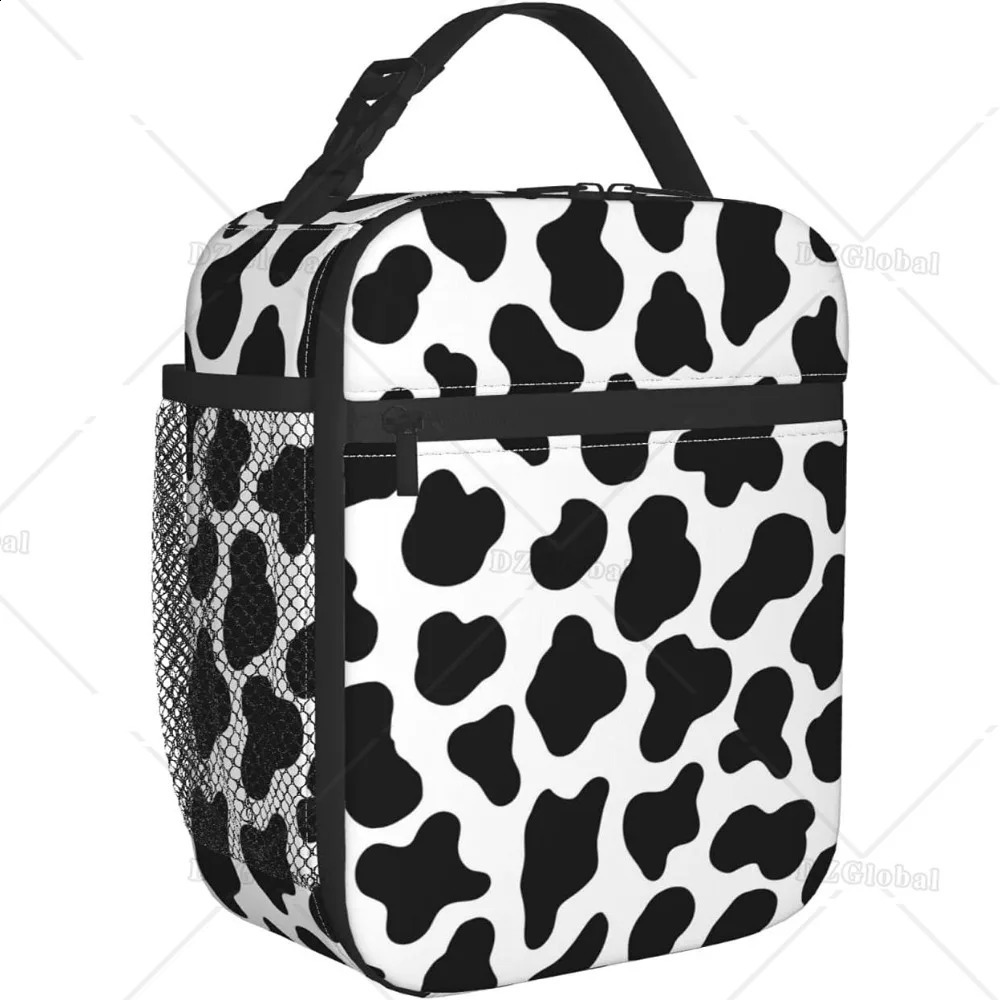 Cow Print Insulated Lunch Box for Men Women Portable Reusable Thermal Lunch Bag for Office Work Travel Picnic 240819