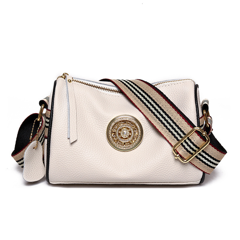 Genuine Leather Women's 2022 Korean Version New Simple One Crossbody Top Layer Cowhide Wide Shoulder Strap Network Red Tide Bag Live Broadcast