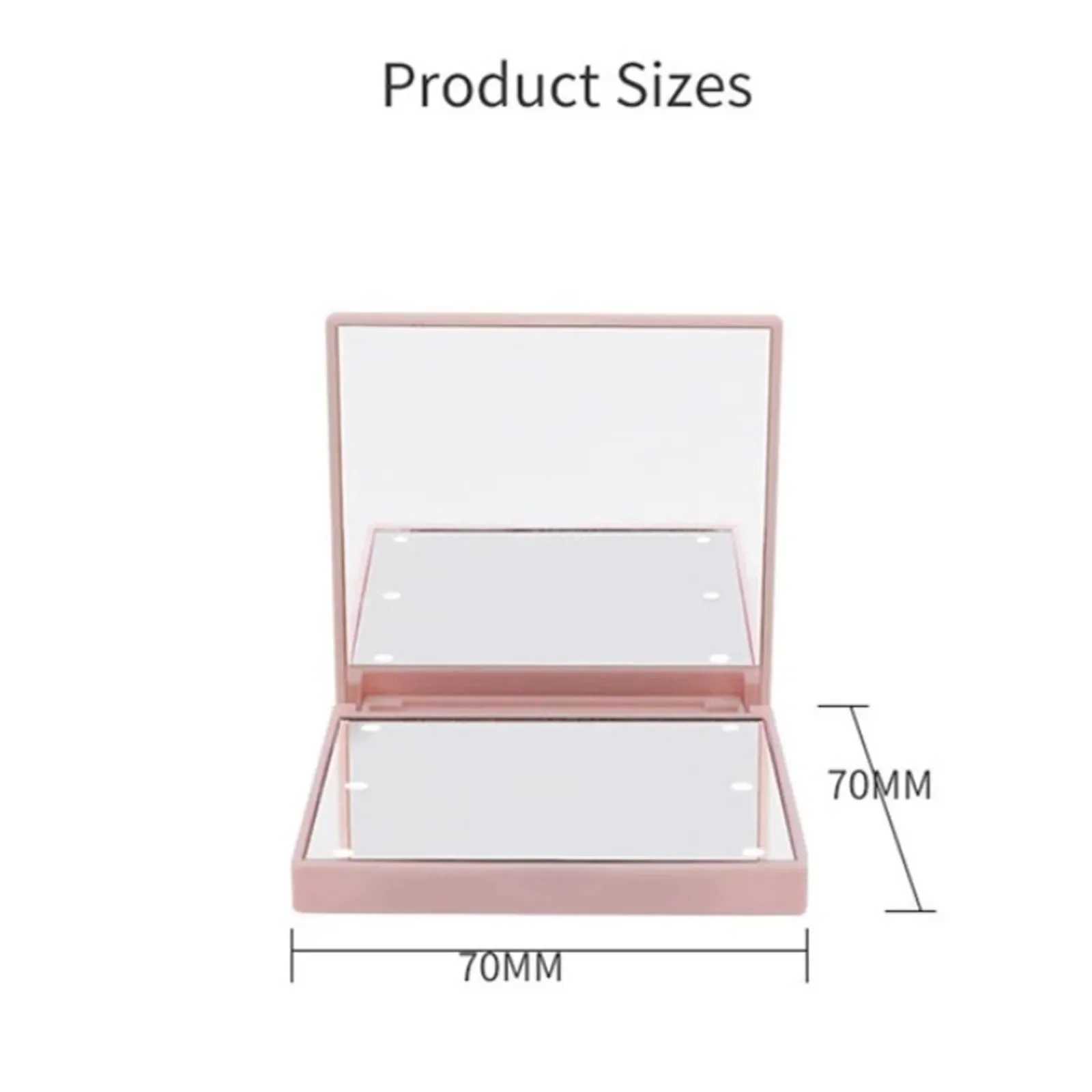 6 Led Makeup Mirror With Light 1x 2x Magnifying Small Pocket Portable Travel Pink Black White Foldable Cosmetics Vanity Mirrors Y240819