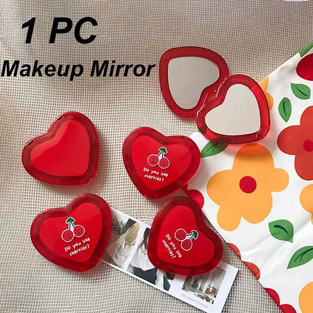 1 PC Heart Shaped Mini Makeup Mirror Compact Pocket Mirror Portable Double-Sided Folding Cosmetic Mirror Women Gifts Y240819
