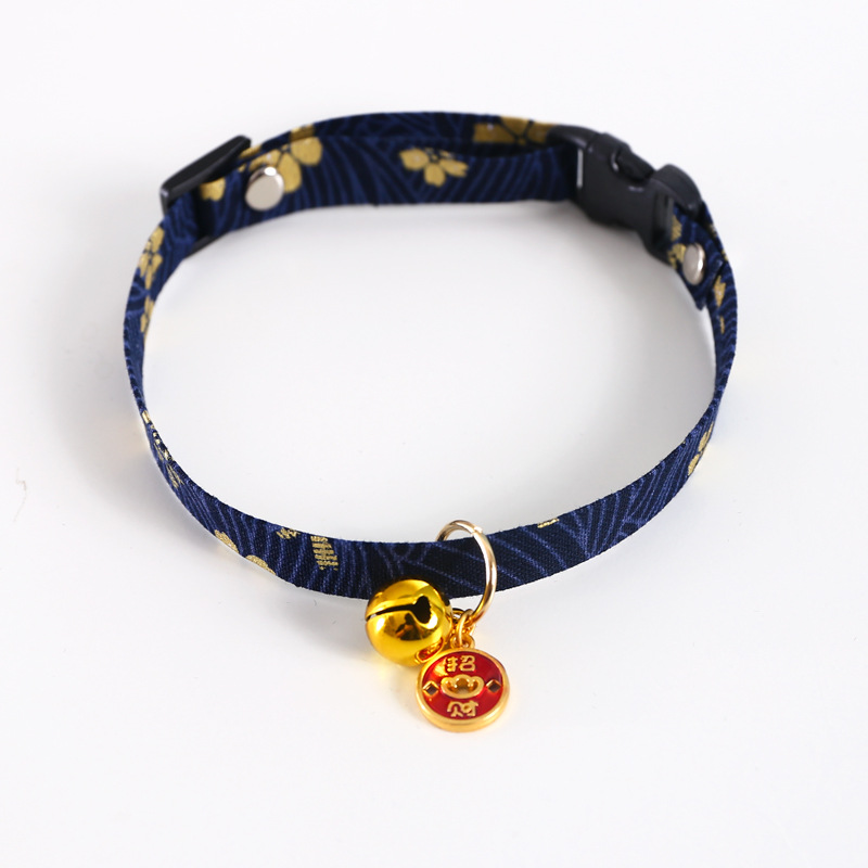 New Chinese Style Pet Embroidery Adjustable Bell Cat Dog and Wind Charm Collar Accessory Choker 17-33cm