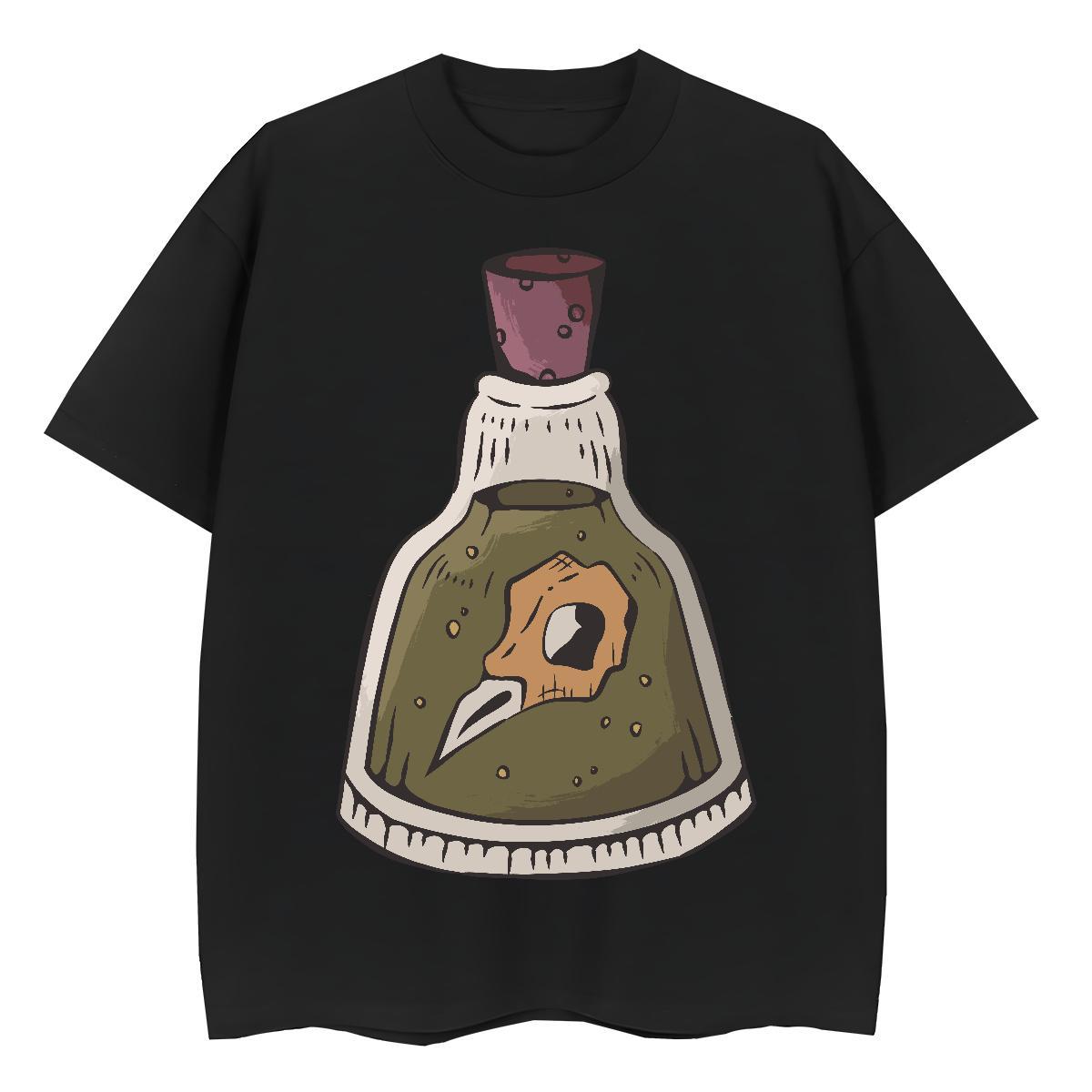Casual New Tshirts bottle Street 100% Cotton 230g Wear Breathable Crew Neck Loose Fit Men T Shirts Customized