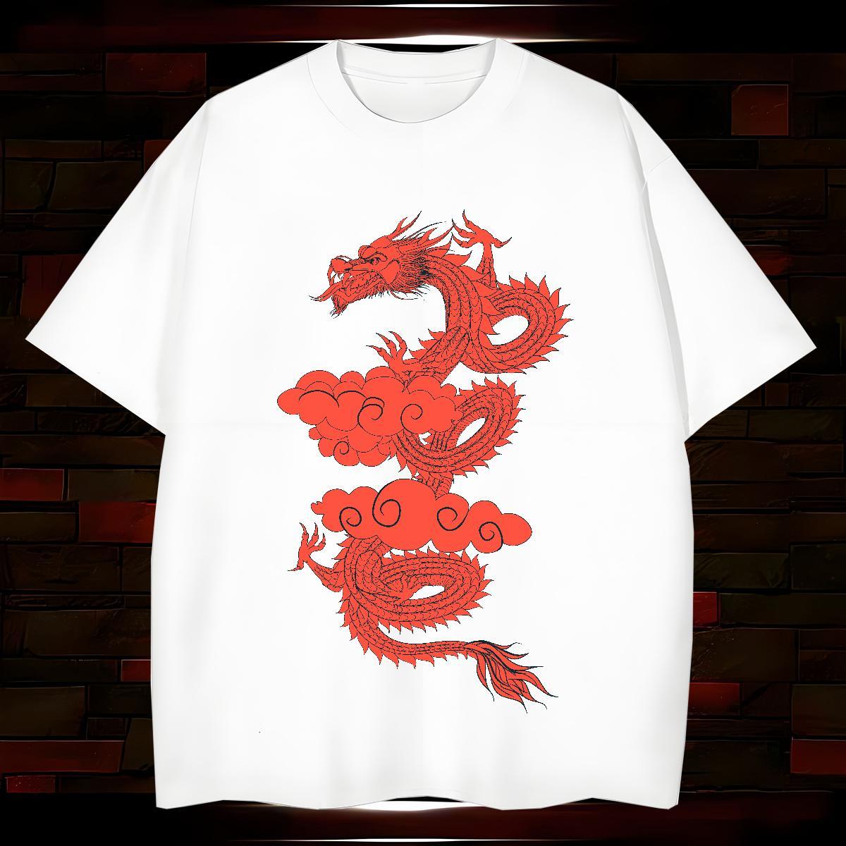 Designer dragon Mens T Shirts Summer Casual Men Tshirts 230g 100% Cotton Fashion Casual Breathable Crew Neck Asian Size Clothes