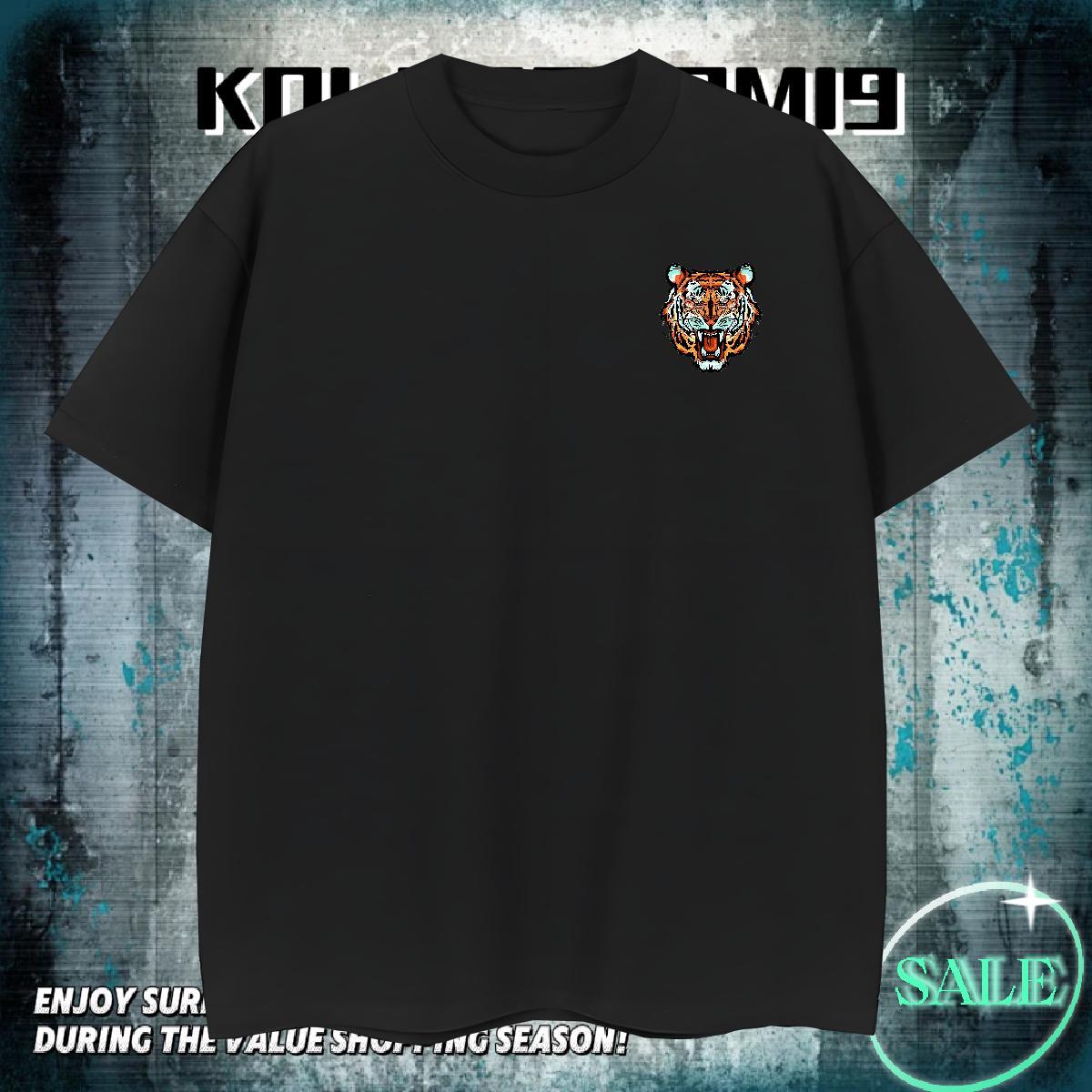 Popular Men Clothes T-Shirt Beach 100% Cotton 230g Oversized Breathable Crew Neck tiger Men T Shirts Fashion Design Polos