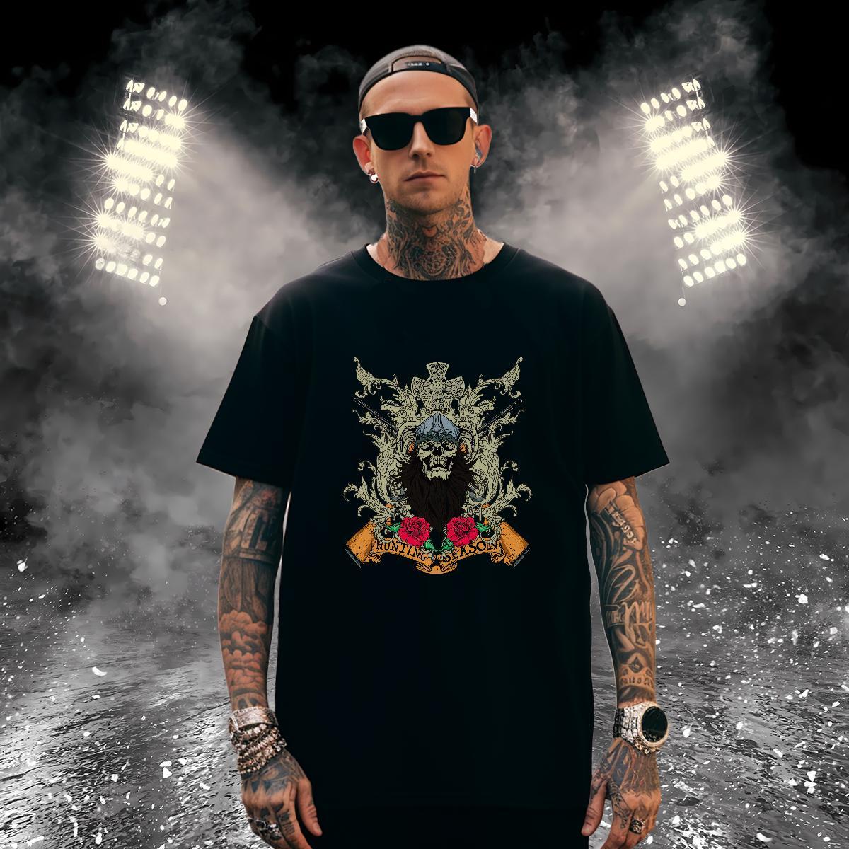 Soft T Shirts Men flower O Neck Short Sleeves Street Wear Custom Anime 230g Cotton Couples T Shirts New Tees