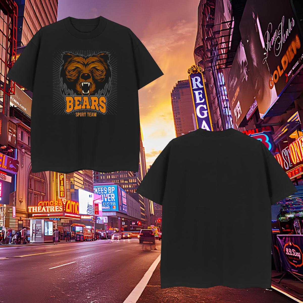 Popular Man T Shirts bear Round Neck Short Sleeve Casual Beach Cartoon Printing L-4XL 100% Cotton 230g Men Clothes T-Shirt Classic Casual Tee Shirt