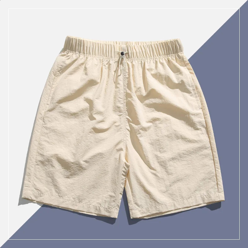 Japanese retro polyamide fabric mens summer thin five point beach pants bathroom 240819
