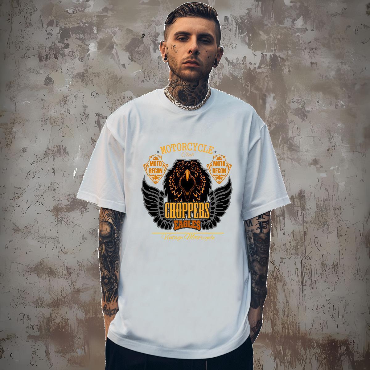 Fashion Couples T Shirts eagle Street Casual 230g Pure Cotton Tops Breathable Short Sleeve Designer Man T Shirts DIY Logo Oversized